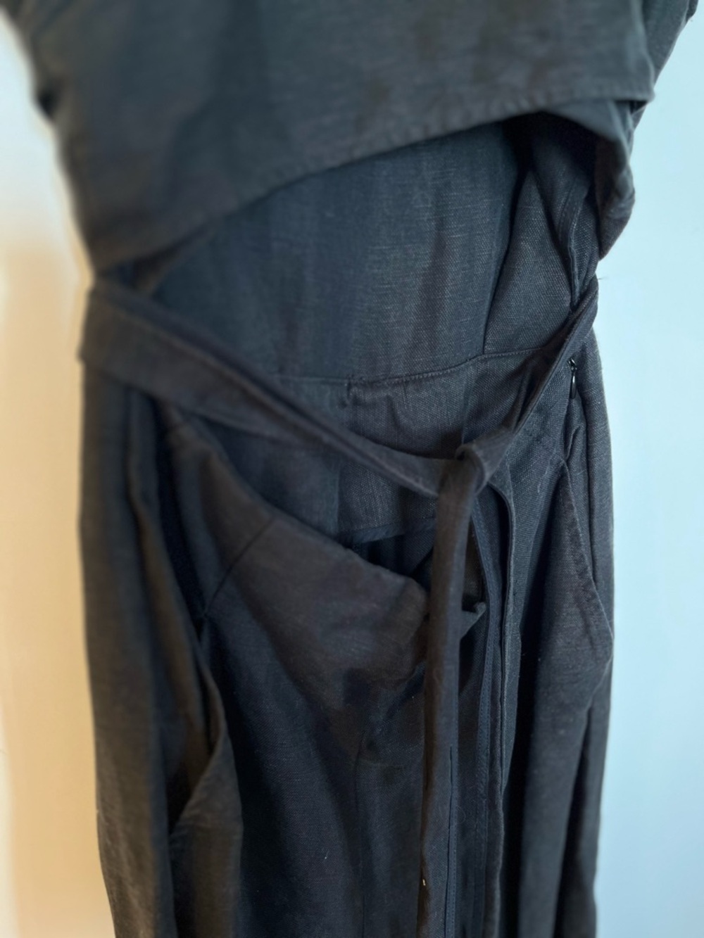 Wilfred Brax Linen Blend Jumpsuit Cut Out Wrap Top Wide Leg Cropped - Picture 5 of 11